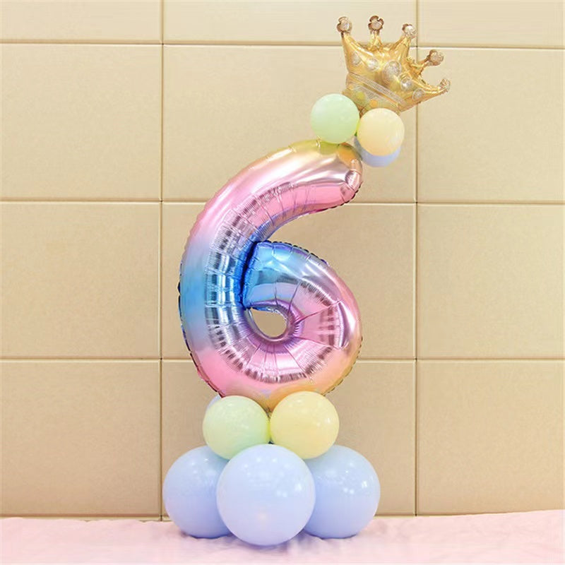 40-Inch Giant Rainbow Number Balloons 0-9 - Vibrant, Helium-Filled, Aluminum Foil Polyester Film - Perfect for Birthday, Fantasy, Anniversary, and Commemorative Celebrations