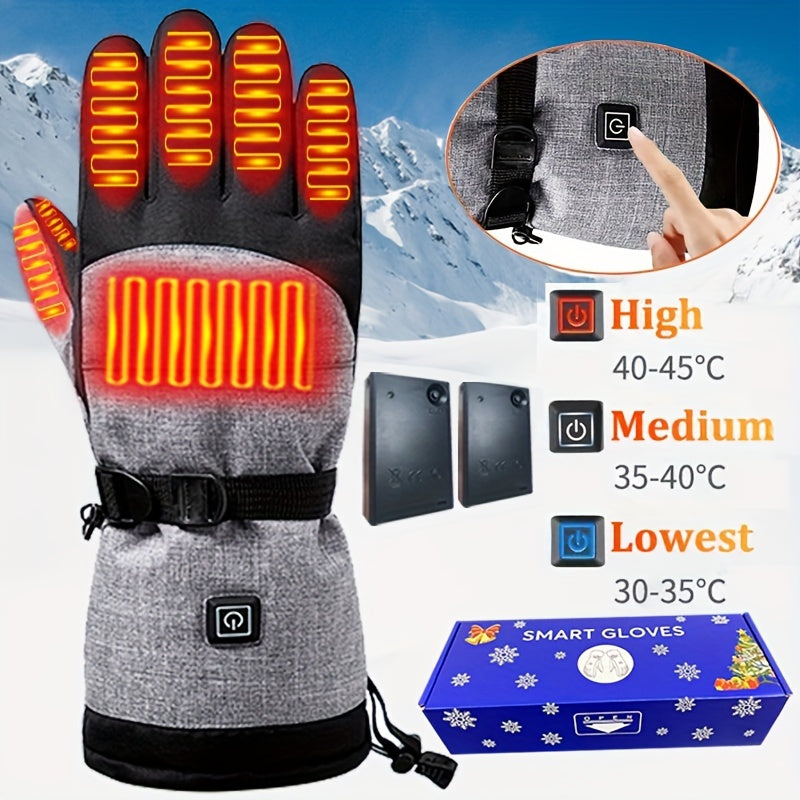 Smart Touch Screen Winter Gloves with 3 Heat Levels, Touch Control Heating, Woven Polyester, Pull-on Closure, Hand Washable, for Outdoor Sports, Skiing, Motorcycle Riding, Running, Hiking, Hunting, Fishing - Christmas, Halloween, New Year, Valentine's Day
