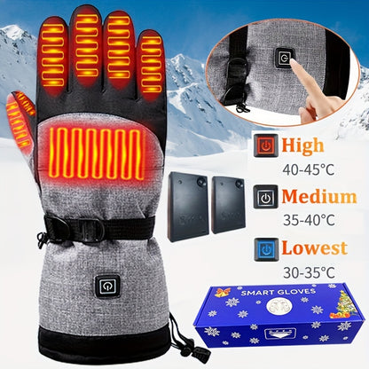 Smart Touch Screen Winter Gloves with 3 Heat Levels, Touch Control Heating, Woven Polyester, Pull-on Closure, Hand Washable, for Outdoor Sports, Skiing, Motorcycle Riding, Running, Hiking, Hunting, Fishing - Christmas, Halloween, New Year, Valentine's Day