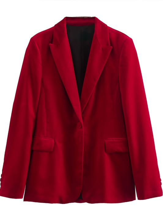 Sixsr Solid Open Front Blazer, Elegant Lapel Long Sleeve Blazer, Elegant & Stylish Outerwear For Office & Work, Women's Clothing