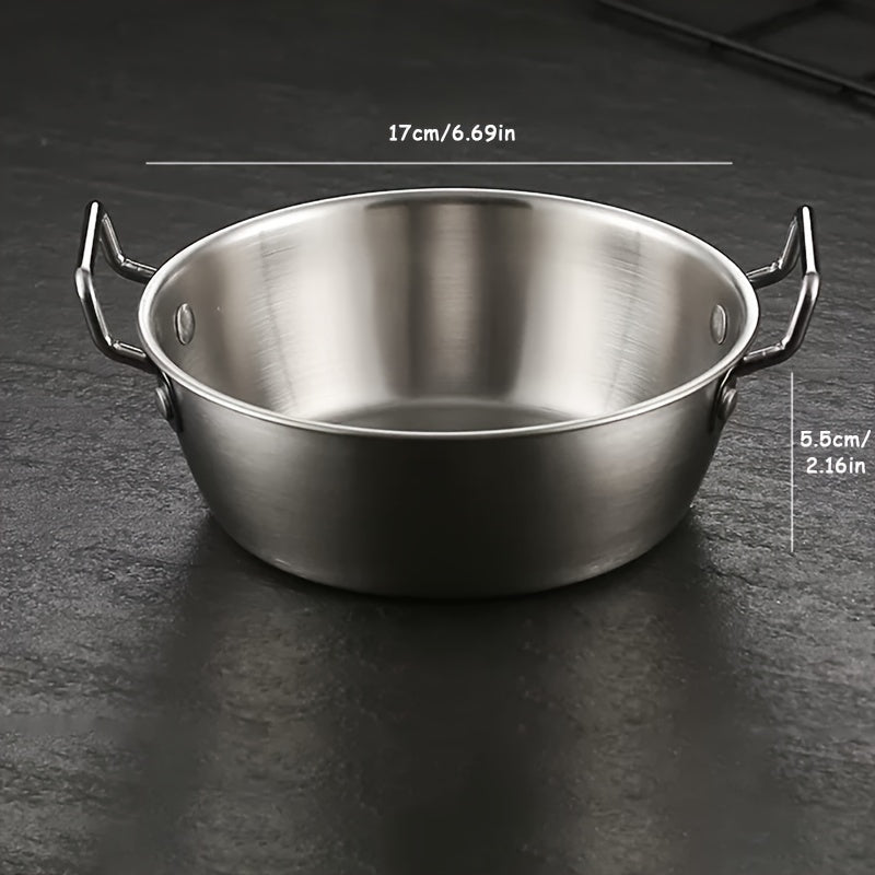 Stainless Steel Snack Bowl Set of 1, Ramen Bowl, Luxurious Tableware Serving Bowl, Soup Bowl, Condiment Dish, Double Handle Sake Bowl, Dishwasher Safe, Use without Power