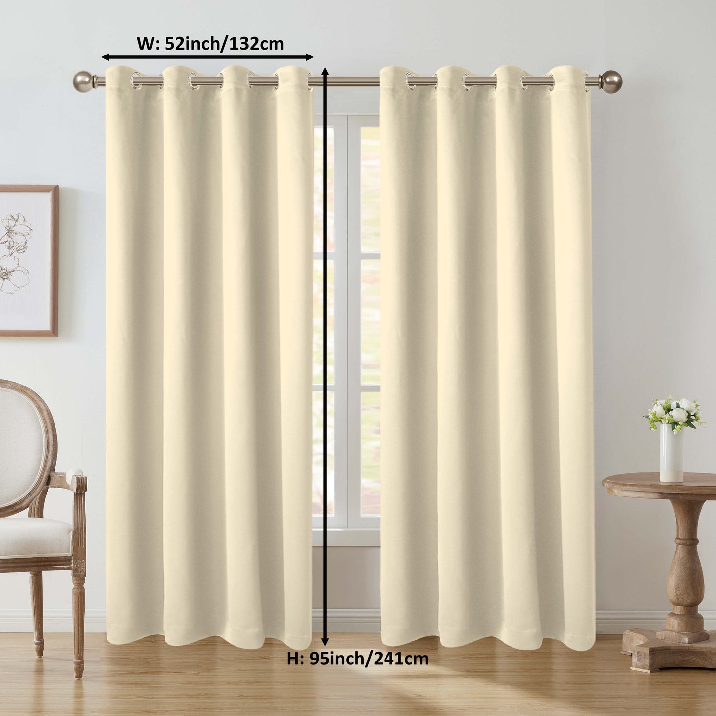 1 Panel Blackout Thermal Insulated Grommet Top Curtains Room Darkening For Bedroom, Light Blocking Drapes For Living Room Office Home Decor