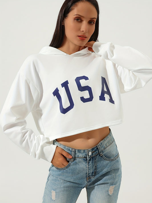 Sixsr Women's USA American Flag Graphic Sweatshirt - Long Sleeve, Round Neck, Casual Sports Style