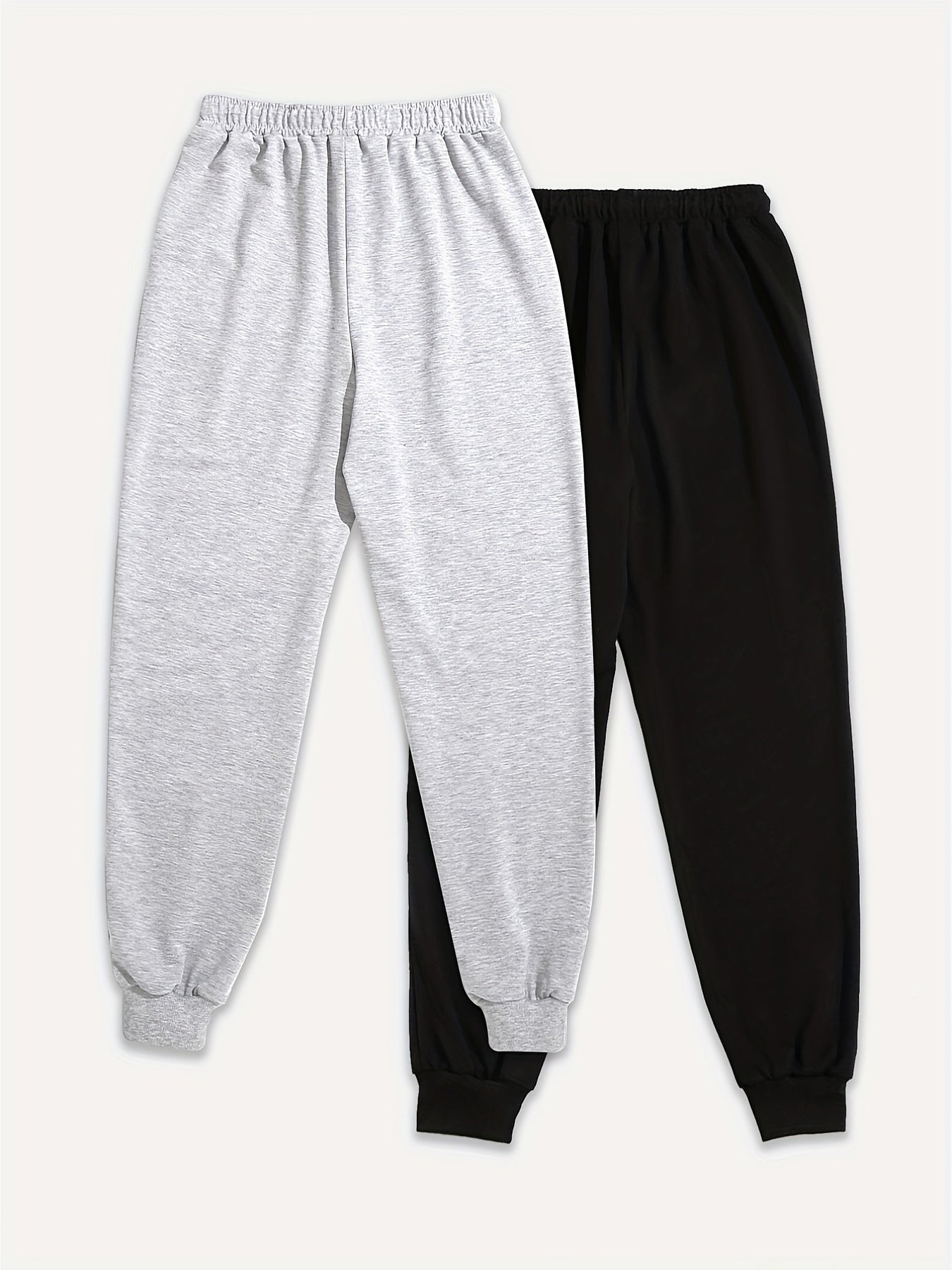 Sixsr 2 Pack Plus Size Sports Pants, Women's Plus Floral & Moon Print Elastic Drawstring Fitness Joggers 2 Pcs Set