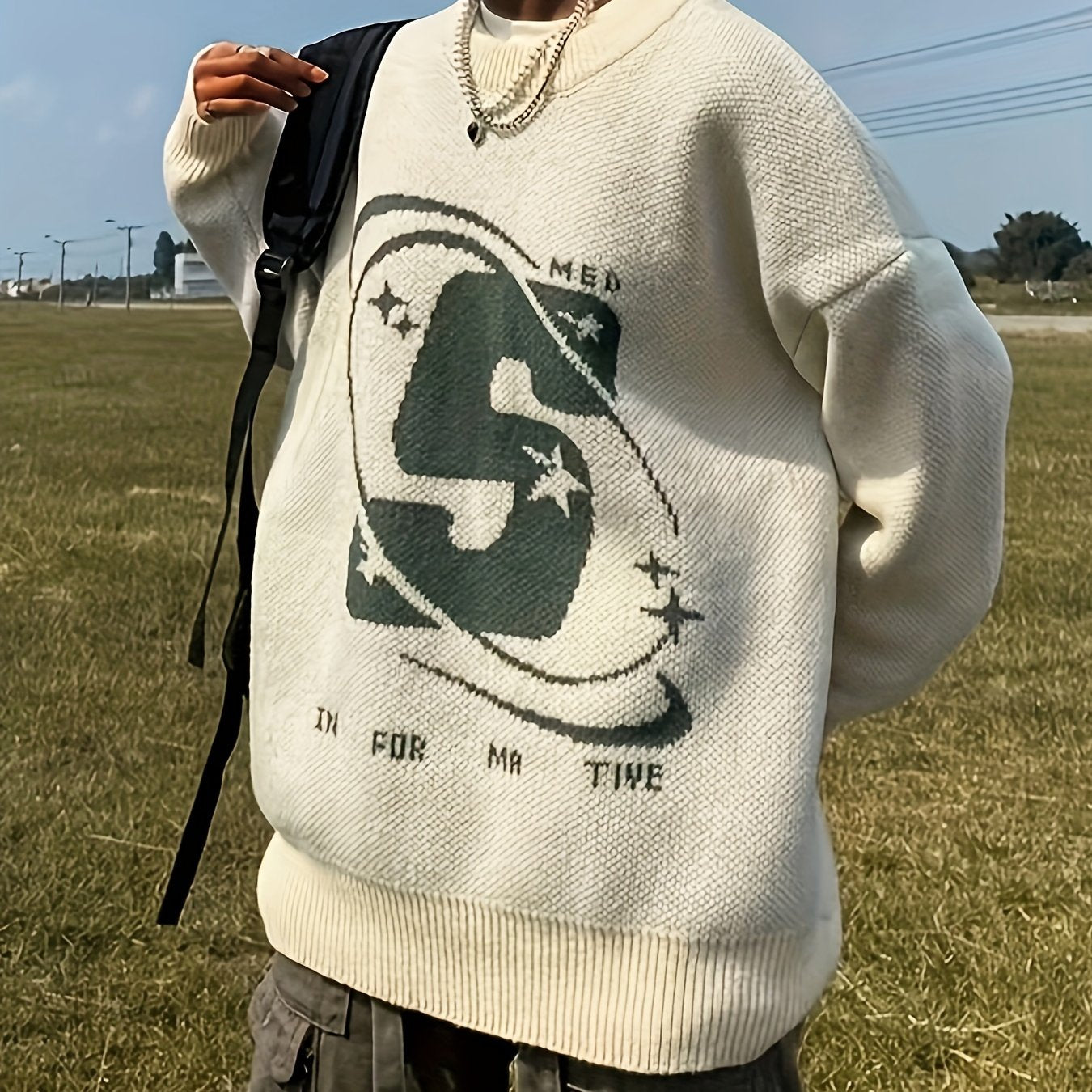 Sixsr Letter Pattern Crew Neck Pullover Sweater, Casual Long Sleeve Sweater For Fall & Winter, Women's Clothing