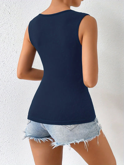 Sixsr  Solid Criss Cross Slim Tank Top, Casual Sleeveless Slim Top For Summer, Women's Clothing