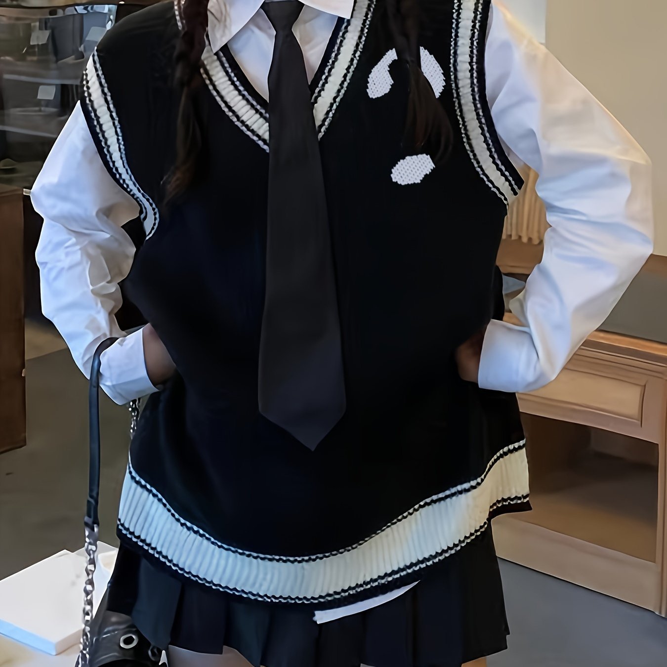 Sixsr Letter Print V Neck Sweater Vest, Preppy Sleeveless Vest For Fall & Winter, Women's Clothing