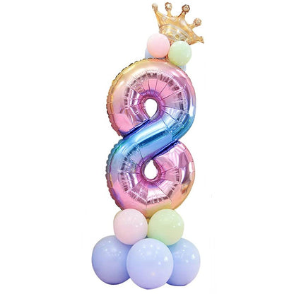 40-Inch Giant Rainbow Number Balloons 0-9 - Vibrant, Helium-Filled, Aluminum Foil Polyester Film - Perfect for Birthday, Fantasy, Anniversary, and Commemorative Celebrations