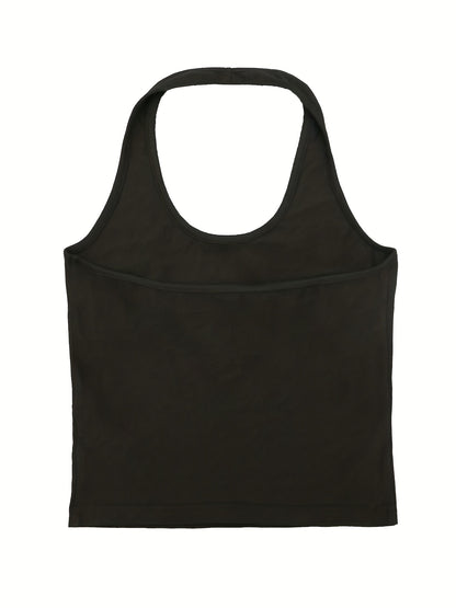 Sixsr Graphic Print Halter Top, Y2K Summer Sleeveless Top, Women's Clothing
