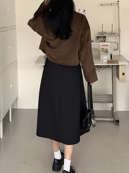 Sixsr Solid Open Front Coat, Casual Long Sleeve Stylish Outerwear, Women's Clothing