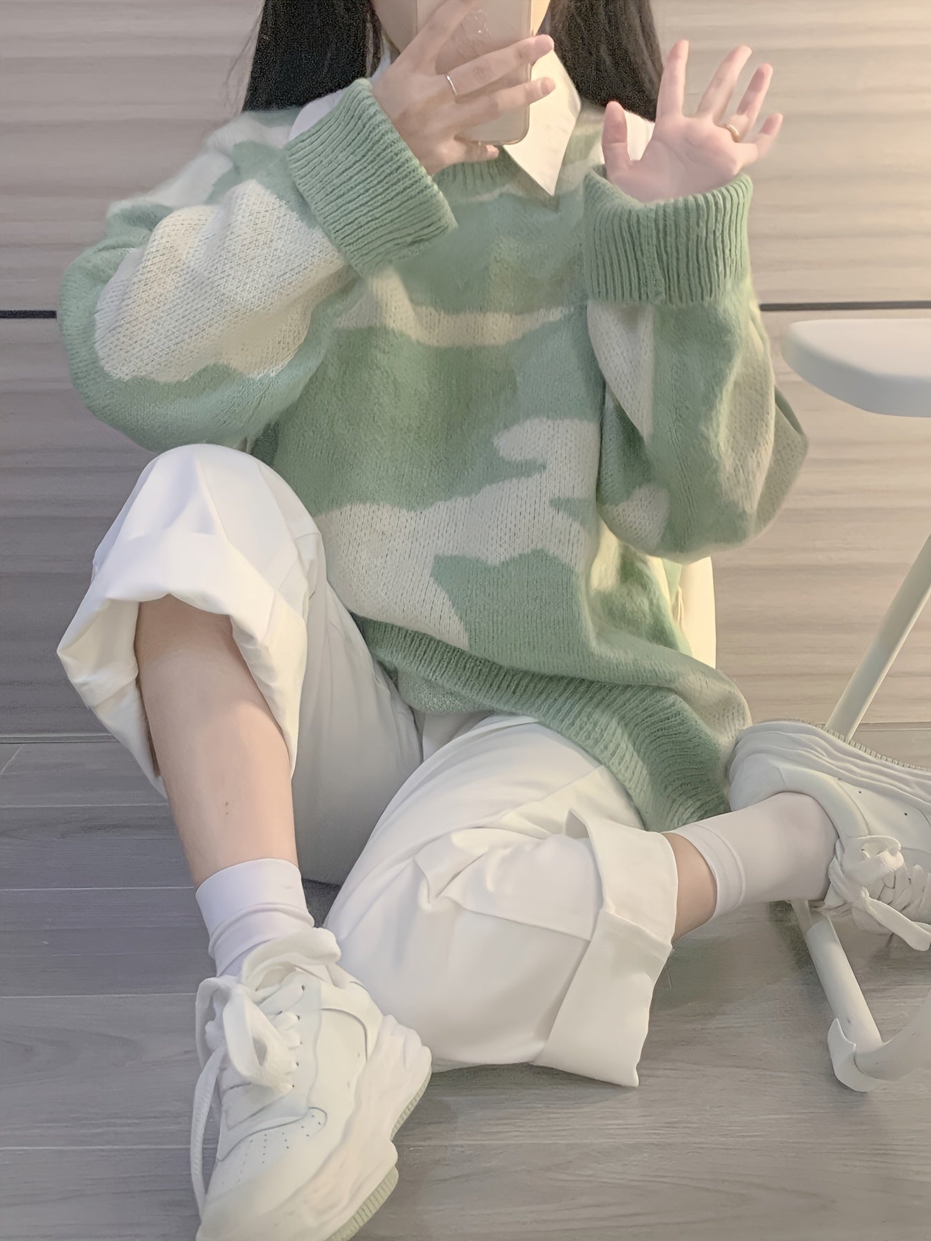 Sixsr Color Block Knitted Pullover Sweater, Casual Long Sleeve Sweater For Fall & Winter, Women's Clothing