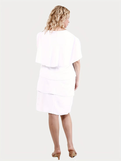 Elegant Plus Size Smock Dress with Bat Sleeves - Perfect for Any Occasion