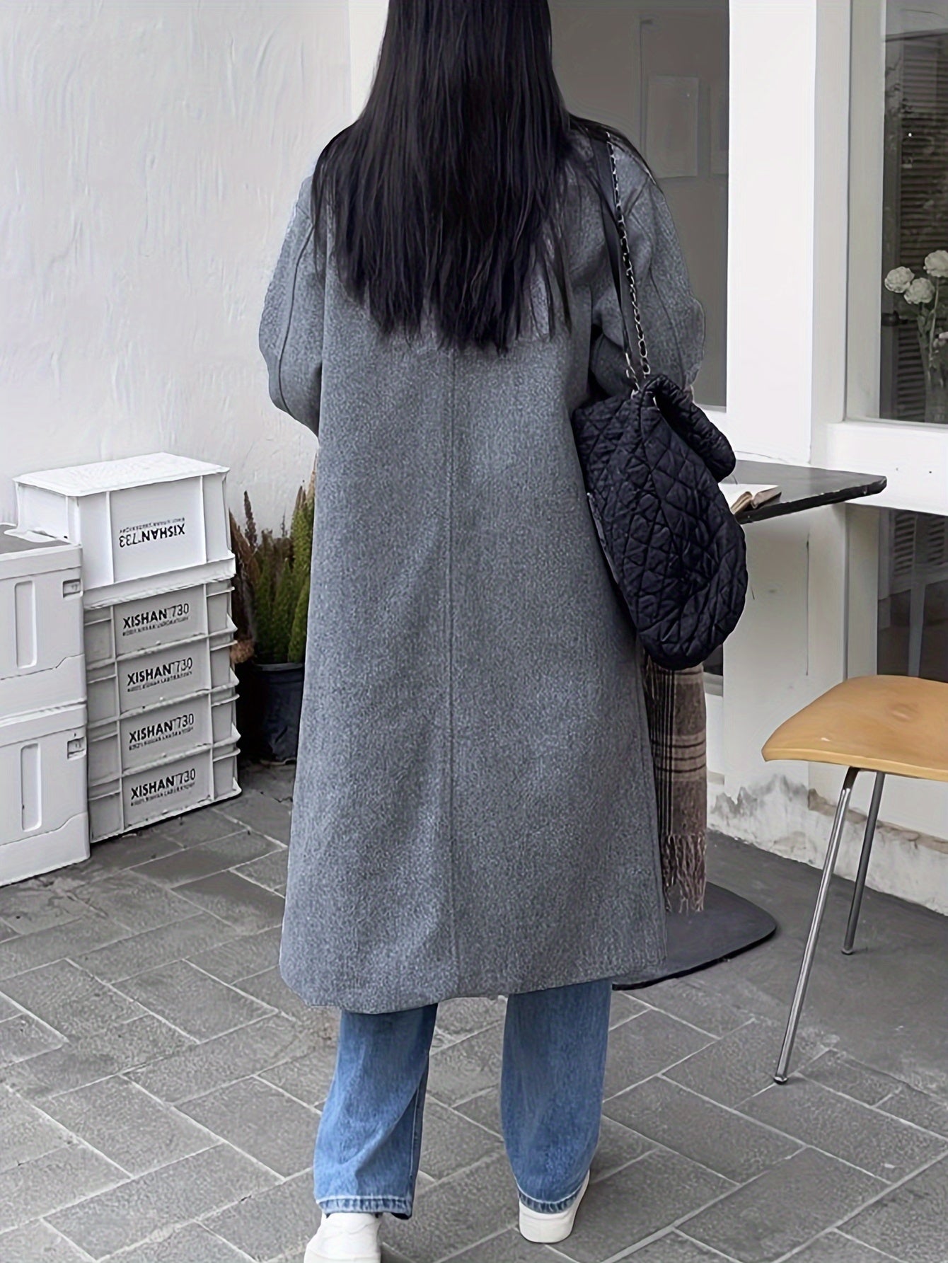 Sixsr Double Breasted Lapel Coat, Casual Long Sleeve Fall & Winter Outerwear, Women's Clothing