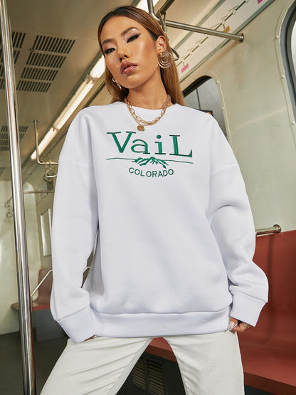 Women's Sweatshirt Long Sleeve Vail Graphic Shirt, Casual Crewneck Sweatshirt, Loose Pullover