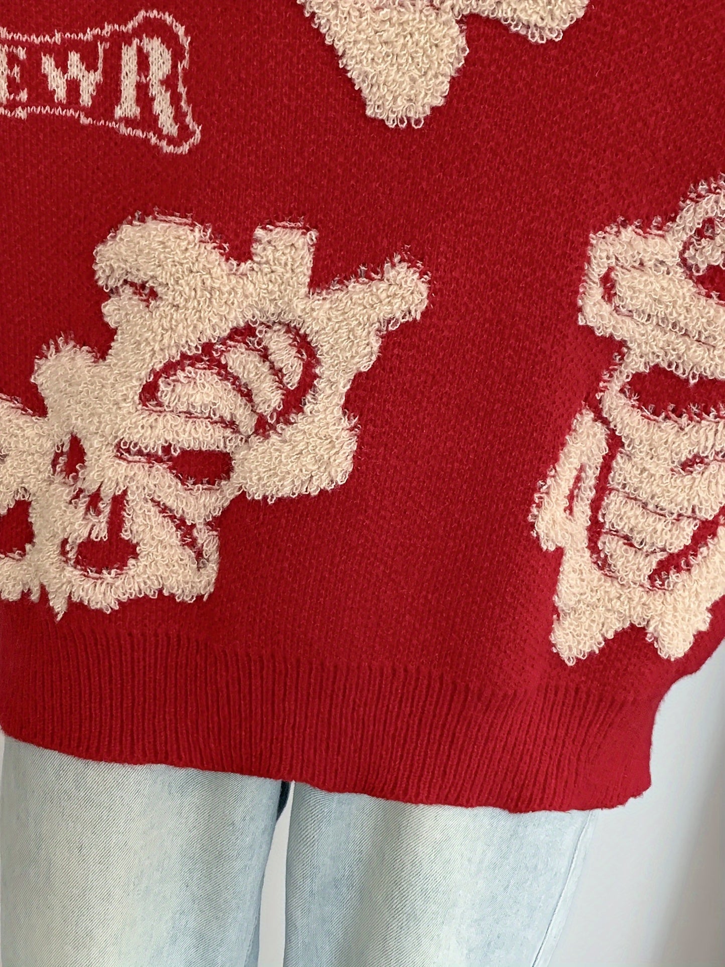 Sixsr Dragon Pattern Crew Neck Pullover Sweater, Casual Long Sleeve Loose Fall Winter Sweater, Women's Clothing