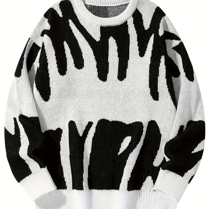 Sixsr Y2K Graphic Pattern Pullover Sweater, Crew Neck Long Sleeve Sweater, Women's Clothing