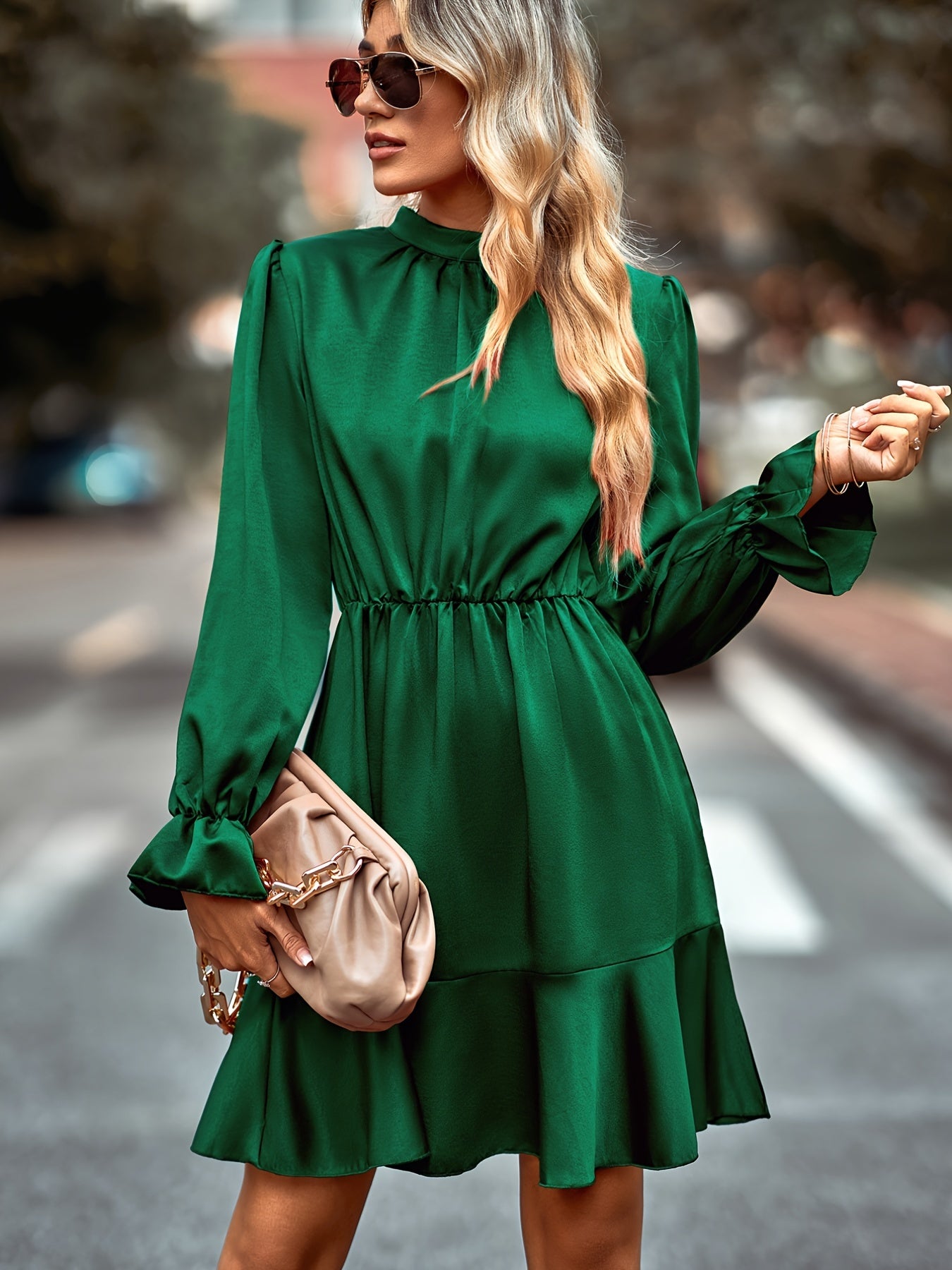 Sixsr Solid Long Sleeve Slim Dress, Casual Every Day Dress For Fall & Winter, Women's Clothing