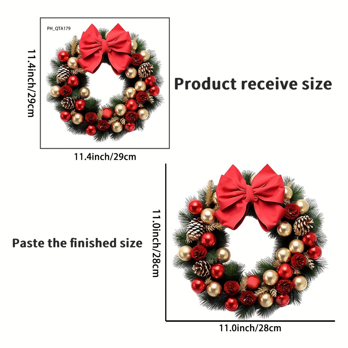 1pc Christmas Wreath Wall Decal - Removable Vinyl Window Sticker for Holiday & Party Decor, Easy Peel-and-Stick Design