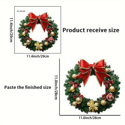 1pc Christmas Wreath Wall Decal - Removable Vinyl Window Sticker for Holiday & Party Decor, Easy Peel-and-Stick Design