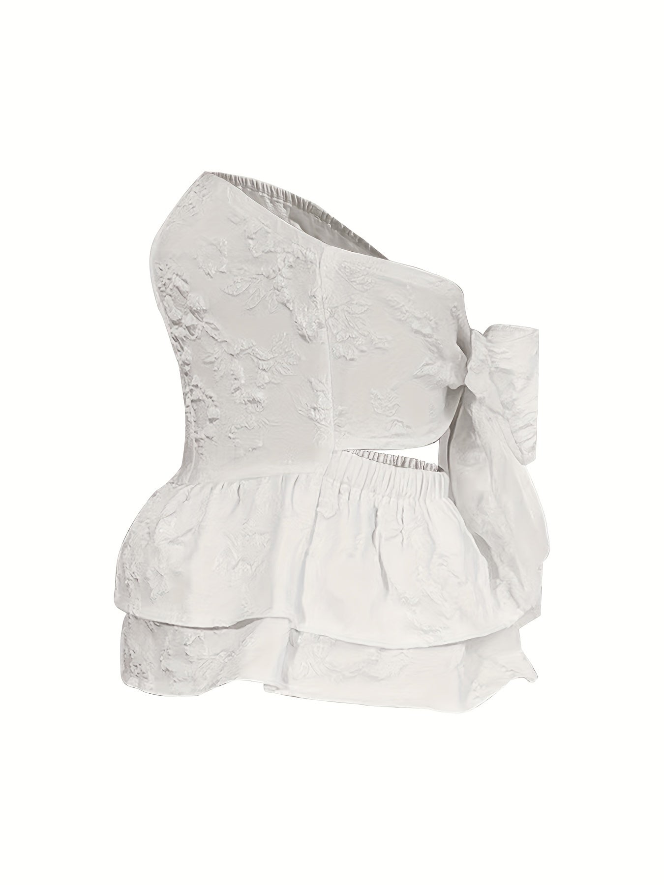 Solid Layered Hem Tube Top, Versatile Tie Back Strapless Top, Women's Clothing