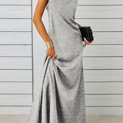 Sixsr Maxi Tank Dress, Sleeveless Solid Casual Every Day Dress, Women's Clothing
