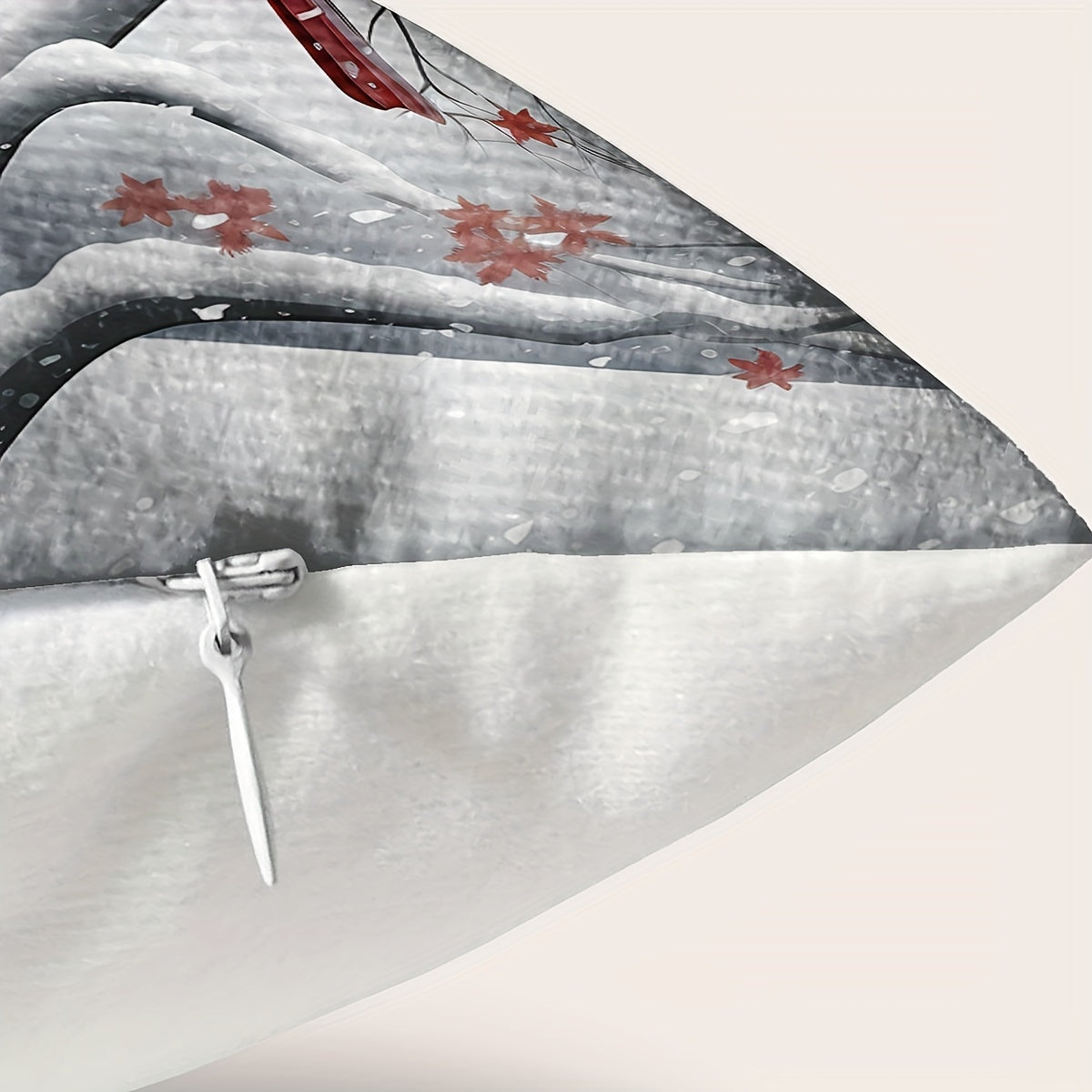 Christmas Charm Pillow Cover 17.7" - Festive Tree, Snowman & Bird Design | Soft Polyester, Zip Closure | Perfect for Sofa & Bedroom Decor, Christmas Decor