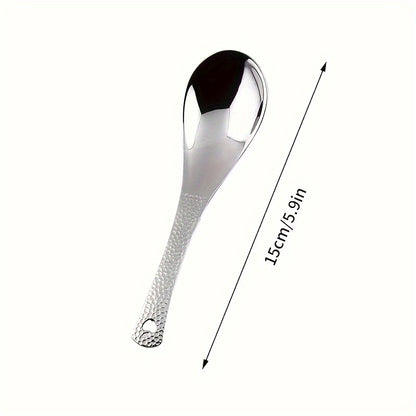 Hammered Texture Stainless Steel Spoons - 2 Pieces, 15cm/5.9in Length, Perfect for Home or Restaurant Use