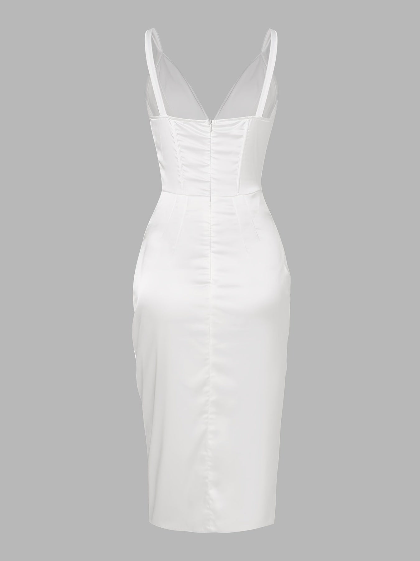 Sexy Backless Slim Deep V Neck Dress, Casual Every Day Dress For Spring & Fall, Women's Clothing