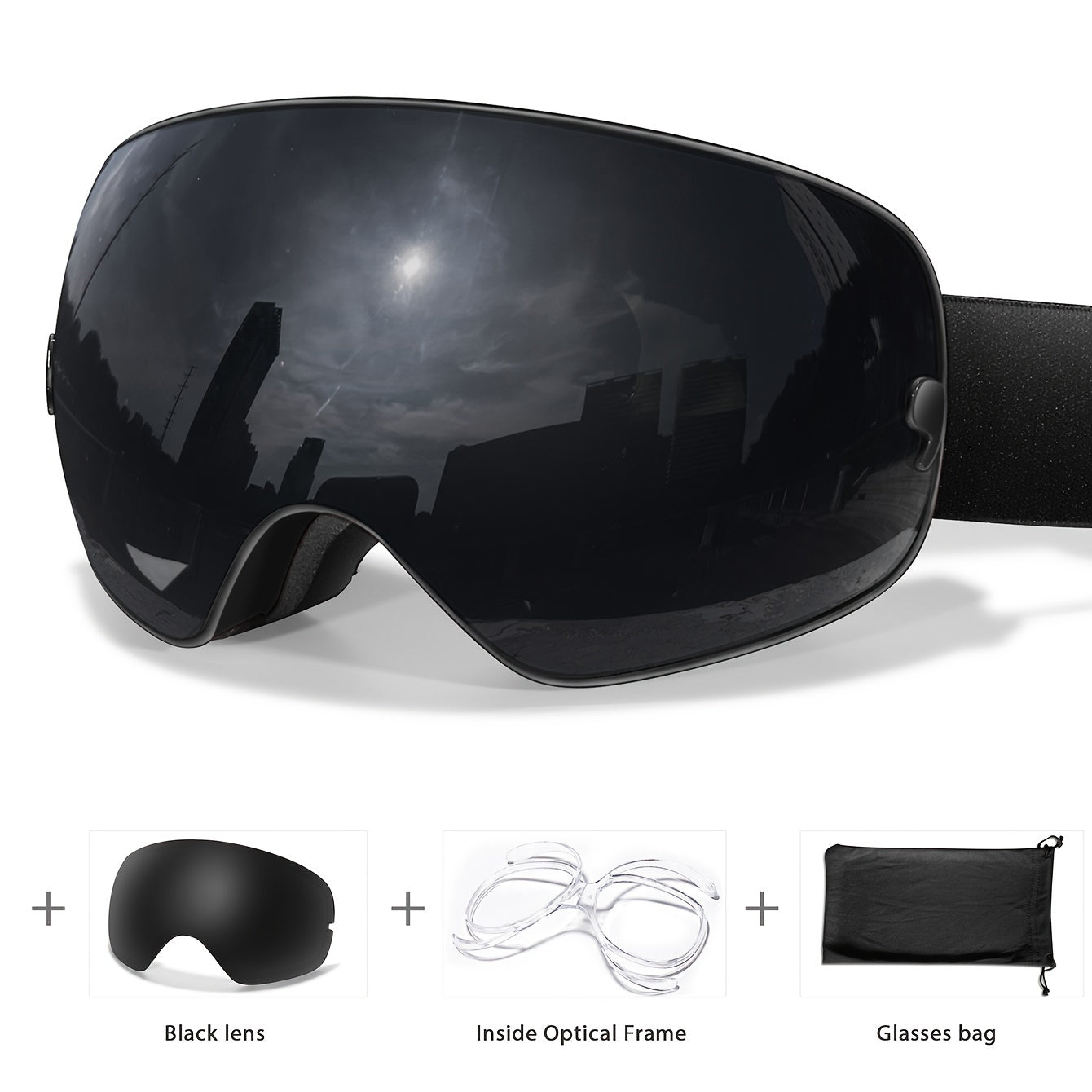 Youth Winter Ski Goggles Set with Bonus Black Lens - Anti-Fog, Protection, TPU Frame for Snowboarding & Outdoor Sports