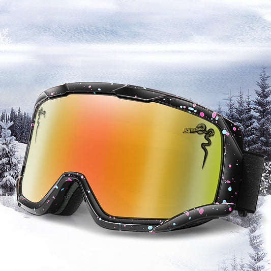 Snow Sports Goggles for Adults - TPU Frame, PC Lens, Anti-Fog, UV Protection, Mirror Lens for Snowboarding, Skating, Skiing, Motorcycling - Mixed Color, Ideal for Christmas, New Year, Valentine'S Day, Spring Festival - Includes Convenient Storage Bag