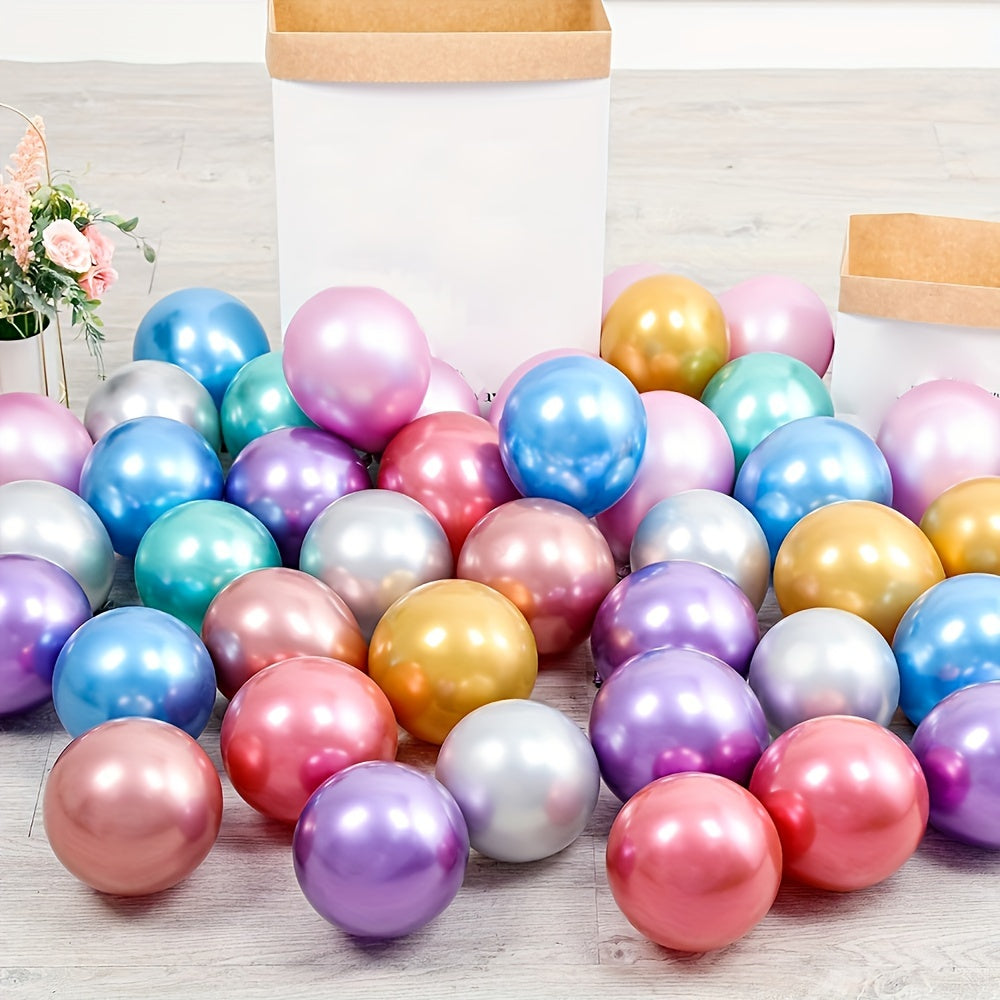 30pcs, Chrome Metallic Latex Balloons 5", Golden Silvery Metal Balloon, Birthday Party Inflate Globos Wedding Decor Supplies, Photo Balloon, Party Balloon, Party Decoration, Wedding Balloon, Wedding Decoration, Party Decorations Supplies