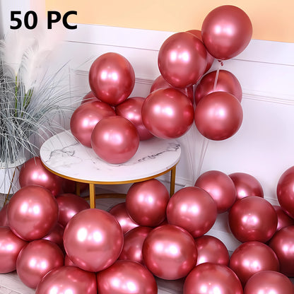 50PCS Shiny Chrome Metallic Balloons - Ideal for Wedding, Graduation, Birthday Parties & Easter Celebrations!