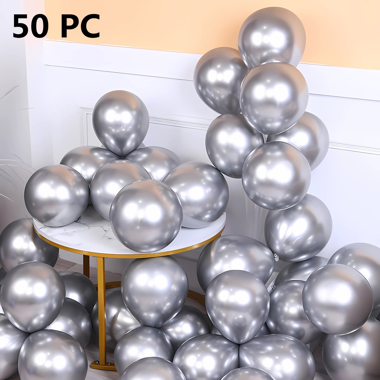 50PCS Shiny Chrome Metallic Balloons - Ideal for Wedding, Graduation, Birthday Parties & Easter Celebrations!