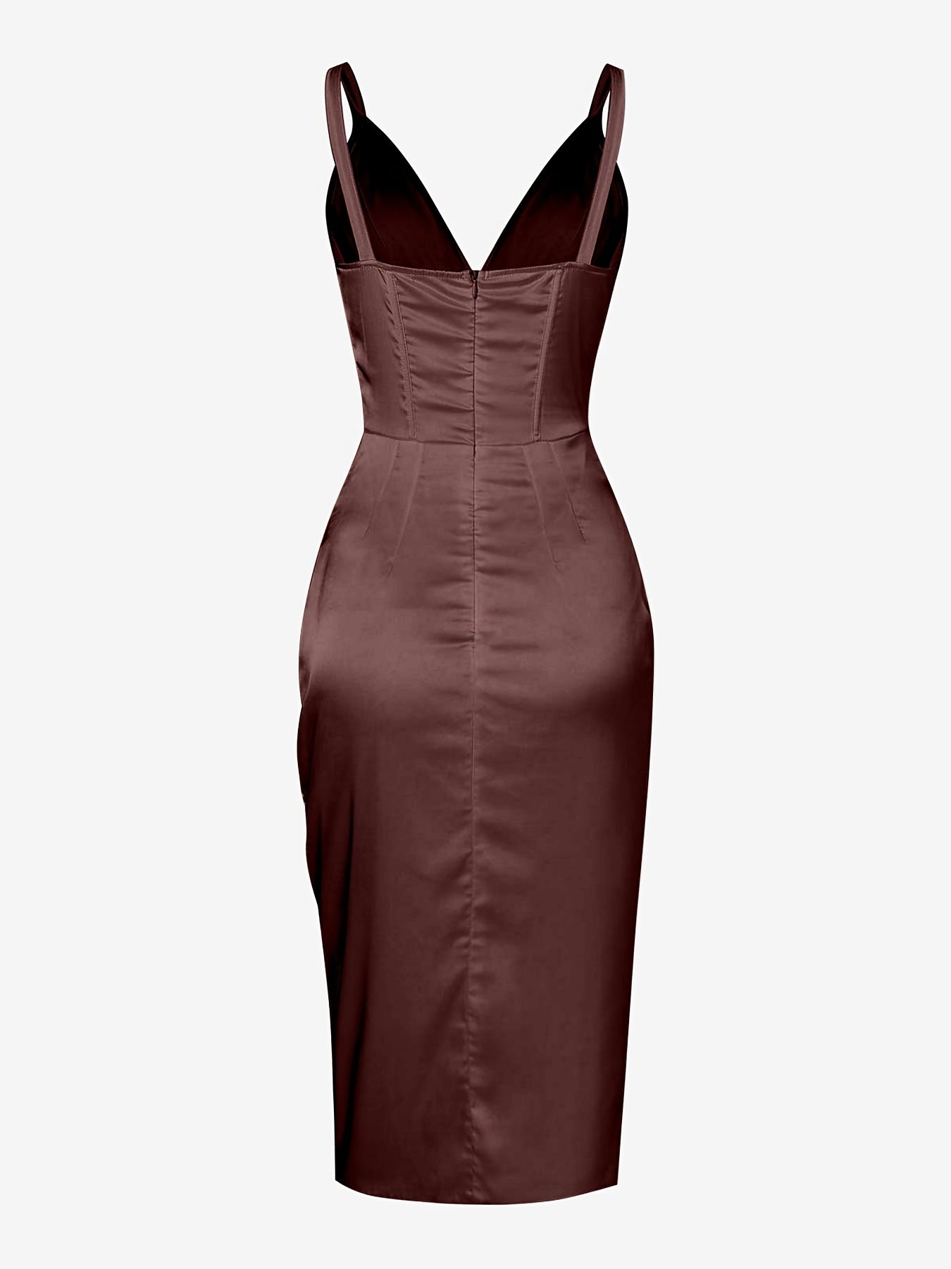 Sexy Backless Slim Deep V Neck Dress, Casual Every Day Dress For Spring & Fall, Women's Clothing