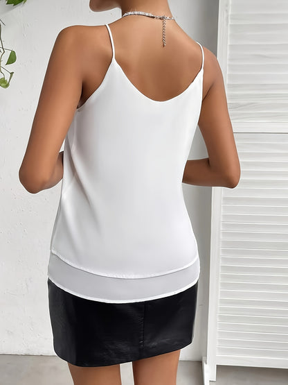 Sixsr  Contrast Sequin Cami Top, Elegant Sleeveless Cami Top For Summer, Women's Clothing