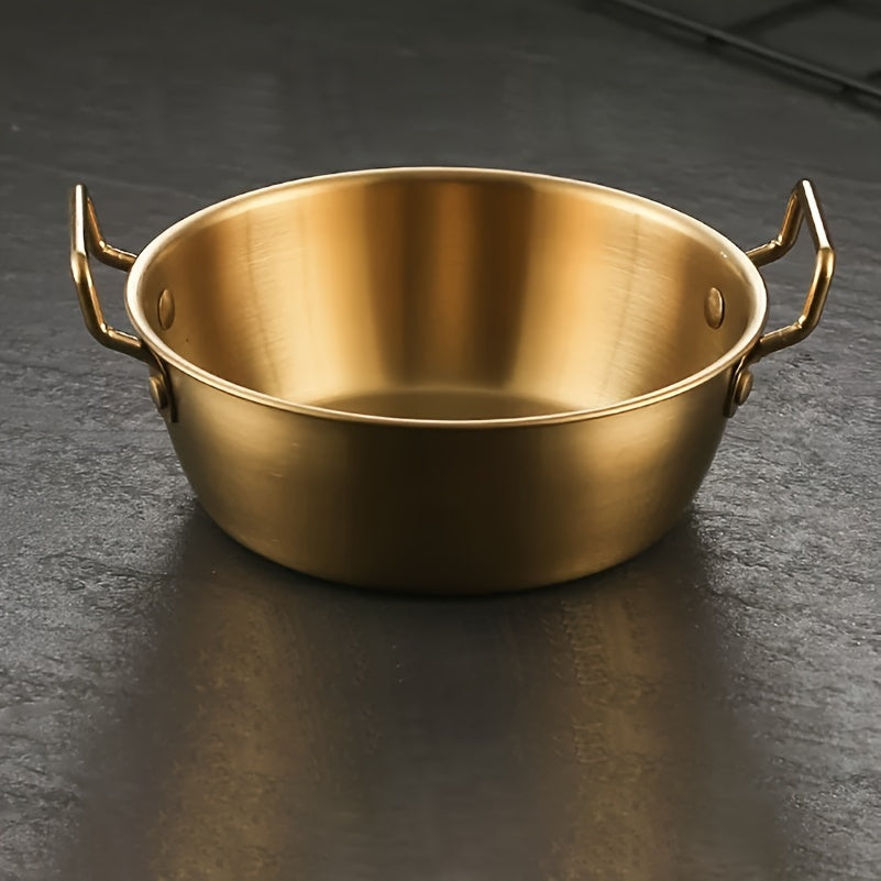 Stainless Steel Snack Bowl Set of 1, Ramen Bowl, Luxurious Tableware Serving Bowl, Soup Bowl, Condiment Dish, Double Handle Sake Bowl, Dishwasher Safe, Use without Power