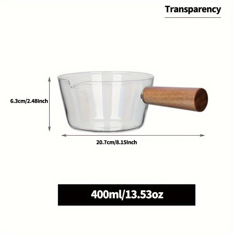 1pc 400ml/600ml High Borosilicate Glass Non-Stick Cooking Pot with Handle, Transparent Stove Top Pot for Milk, Butter, Heating, Minute Noodle Bowl, and Sauce