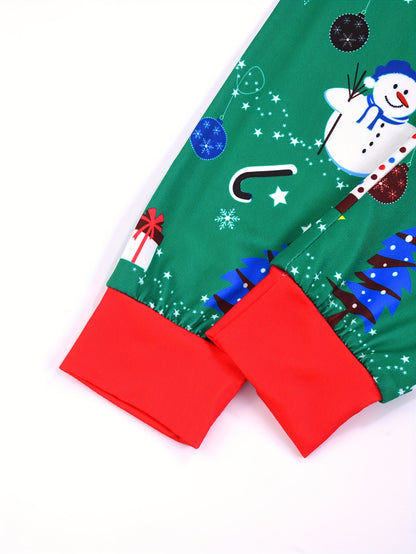 Children's Christmas Pajama Sets with Santa Digital Print, Knitted Fabric, Polyester 95%, Spandex 5%, Crew Neck, Slight Stretch, Fall/Winter, Flame Retardant, Comfortable Long Sleeve and Pants Sleepwear for Boys & Girls