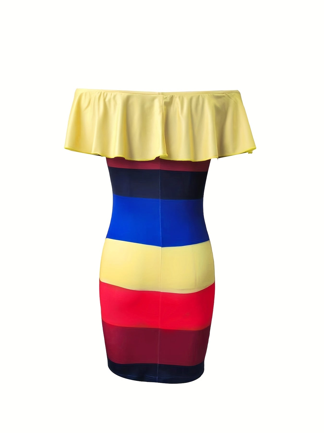 Color Block Foldover Tube Dress, Sexy Bodycon Bag Hip Dress, Women's Clothing