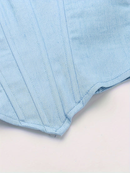 Sixsr  Sweetheart Neck Corset Top, Stylish Solid Color Strapless Top, Women's Clothing