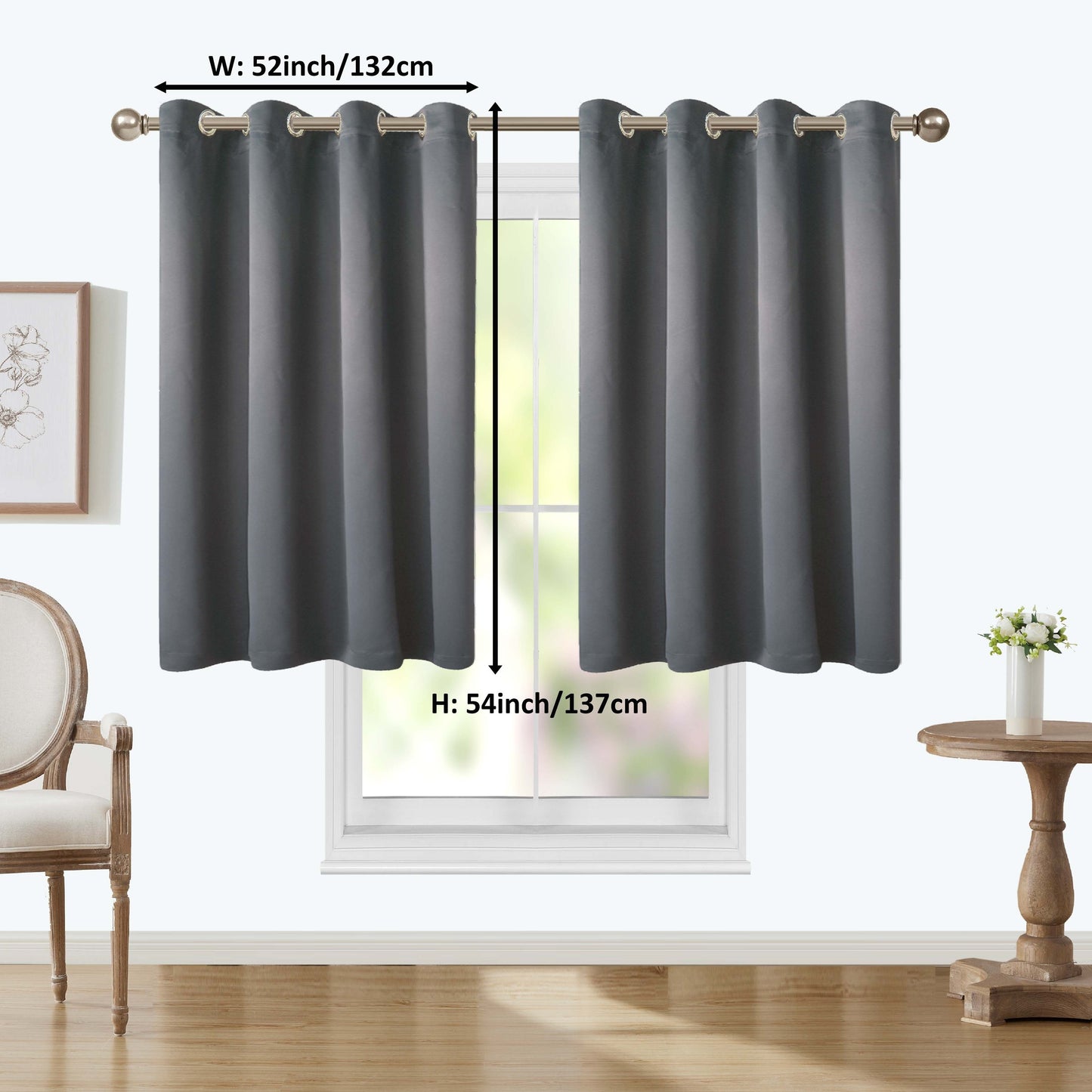 1 Panel Blackout Thermal Insulated Grommet Top Curtains Room Darkening For Bedroom, Light Blocking Drapes For Living Room Office Home Decor