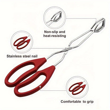 Stainless Steel Tongs for Cooking, Bread Serving, Charcoal Grill, Kitchen Food Clamp with Non-Slip Heat-Resistant Handles, Multipurpose Kitchen Utensil