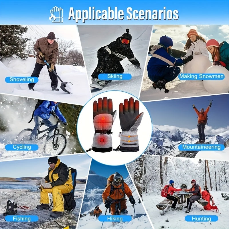 Smart Touch Screen Winter Gloves with 3 Heat Levels, Touch Control Heating, Woven Polyester, Pull-on Closure, Hand Washable, for Outdoor Sports, Skiing, Motorcycle Riding, Running, Hiking, Hunting, Fishing - Christmas, Halloween, New Year, Valentine's Day