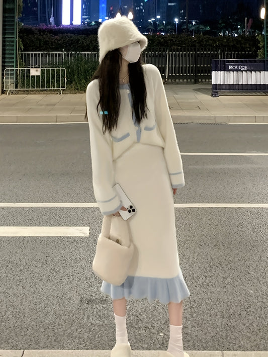 Sixsr Color Block Button Front Knitted Cardigan Sweater, Casual Long Sleeve Sweater For Fall & Winter, Women's Clothing