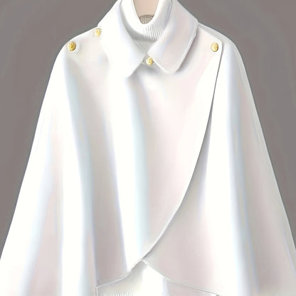 Sixsr Solid Collared Cape Tops, Casual Asymmetrical Outerwear, Women's Clothing