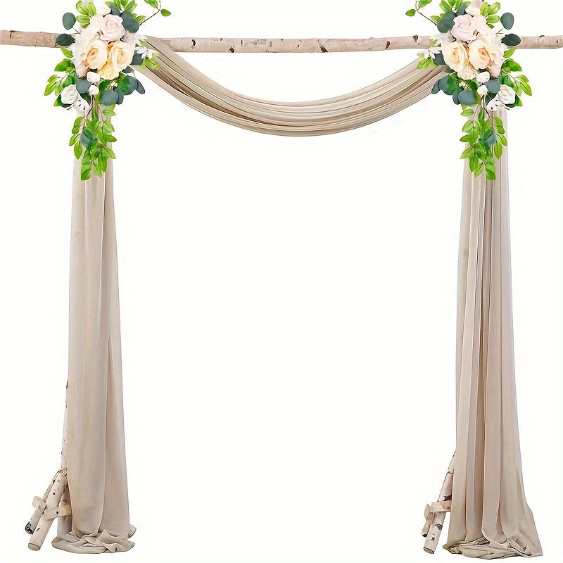 1pc, Wedding Arch Tulle Fabric Background Decoration Draping Fabric 1 Panel 18.7Ft Dark Champagne Chiffon Fabric Drapery Wedding Ceremony Reception Swag Decorations Curtain Birthday Party Supplies Ceremony Reception Hanging Wall Decoration