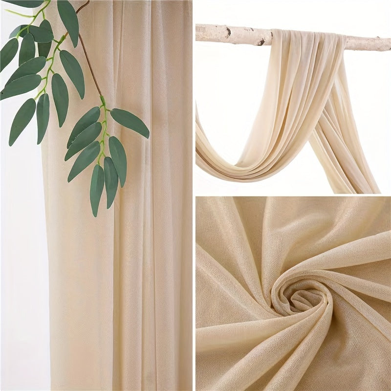 1pc, Wedding Arch Tulle Fabric Background Decoration Draping Fabric 1 Panel 18.7Ft Dark Champagne Chiffon Fabric Drapery Wedding Ceremony Reception Swag Decorations Curtain Birthday Party Supplies Ceremony Reception Hanging Wall Decoration