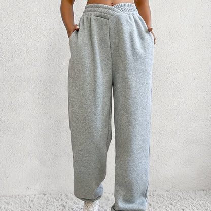 Sixsr Solid Loose Basic Jogger Sweatpants, Versatile Comfy Pants For Fall & Winter, Women's Clothing