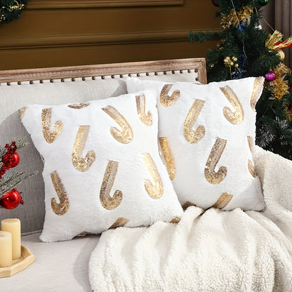 2pcs Snowflake Embroidery Christmas Throw Pillow Covers, Home Decor Throw Pillowcase for Bedroom, Living Room, Sofa, Car
