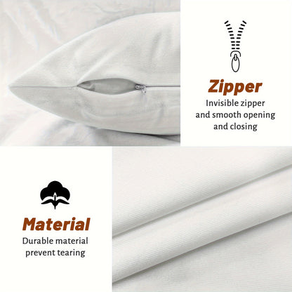 Set of 4 Christmas Gnome and Poinsettia Decorative Cushion Covers, 18x18 Inch, Contemporary Style Zippered Cases for Sofa and Living Room, Machine Washable, 100% Polyester, Woven Fabric Inserts Not Included